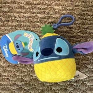 Disney Squishmallows 4" Clip-On Stitch W/Pineapple New With Tags